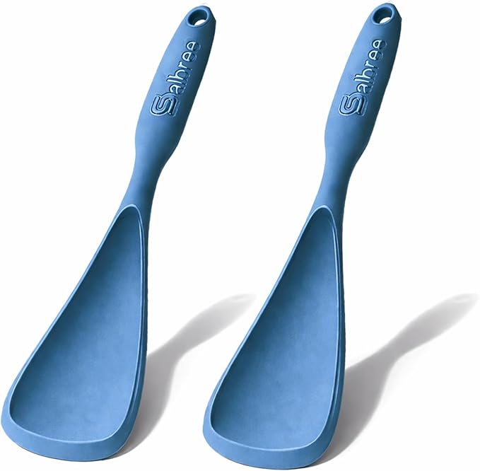 Silicone Spoon Spatula for Cooking - Multifunction Scoop Spatula Spoonula - Heat Resistant Cooking Spoon for Nonstick Cookware - Large Silicone Kitchen Spoon - Seamless Design (Starry Blue,2pcs) by salbree