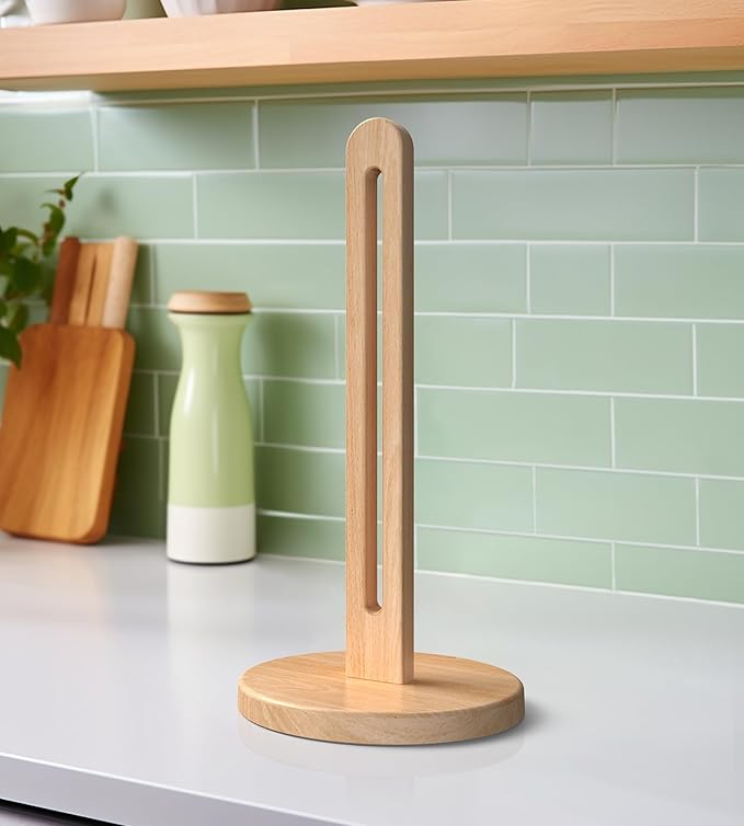 Wooden Paper Towel Holder Stand for Jumbo Roll - Stylish Kitchen Paper Rack Bathroom Towel Roll Stand Organizer, UB, Solid Wood Simply Standing Countertop Paper Roll Holder, Standard - Image 9
