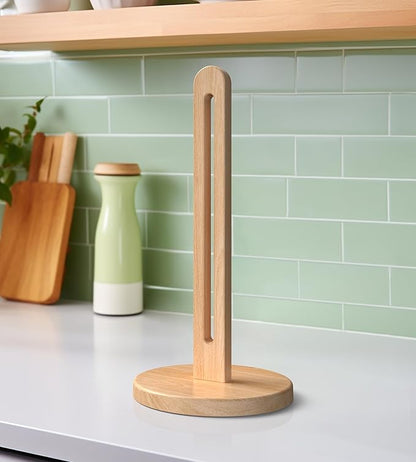 Wooden Paper Towel Holder Stand for Jumbo Roll - Stylish Kitchen Paper Rack Bathroom Towel Roll Stand Organizer, UB, Solid Wood Simply Standing Countertop Paper Roll Holder, Standard - Image 9