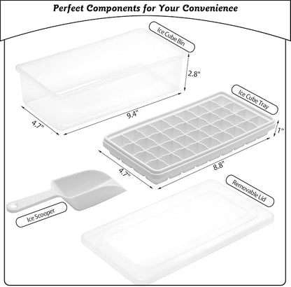 Silicone Ice Cube Tray with Leak-Proof Lid & Storage Bin for Freezer – BPA-Free 36-Piece Nugget Ice Molds, Spill-Resistant Cover & Ice Scoop Container Cover - Image 2