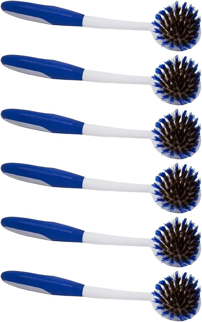 LOLA Pro Pot N' Pan Brush, 6 Pack, Abrasive Cleaning, Poly & Brass Wire Bristles, Comfort Rubber Grip, Use for Caked-On & Baked-On Messes by LolaProducts
