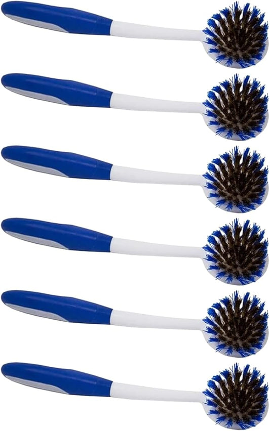 LOLA Pro Pot N' Pan Brush, 6 Pack, Abrasive Cleaning, Poly & Brass Wire Bristles, Comfort Rubber Grip, Use for Caked-On & Baked-On Messes by LolaProducts