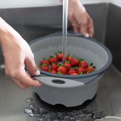 Dexas 8" Collapsible Silicone Colander in Cool Grey, Kitchen Strainer with Handles, 7.2 Cup Capacity | BPA-Free, Heat-Resistant, Space-Saving Kitchen Tool - Image 7