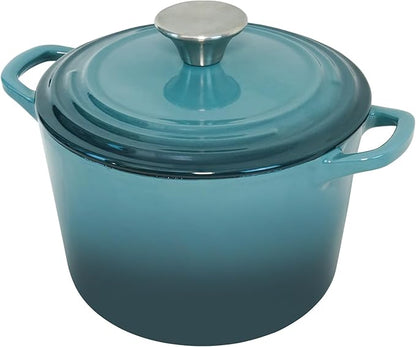 Flavehc Dutch Oven Pot with Lid 2.8 qt Cast Iron Dutch Oven for Bread Baking Slateblue Enameled Cast Iron Rice Pot with Handels - Image 9