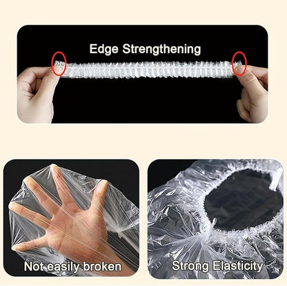 TIHOOD 300PCS Disposable Plastic Food Cover Wrap Elastic Food Lids Refrigerator fruit food Stretch Dustproof Bowls Cups Cover - Image 5