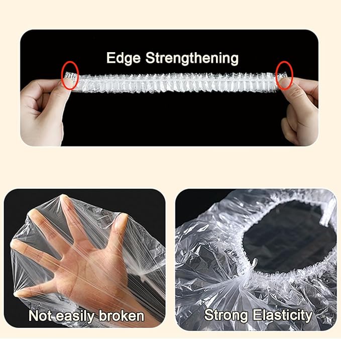 GXXMEI 300PCS Fresh Keeping Bags Food Covers Disposable Elastic Food Storage Covers, Plastic Sealing Elastic Stretch Adjustable Bowl Lids, Universal Kitchen Wrap Seal Bags for Cover Food - Image 4