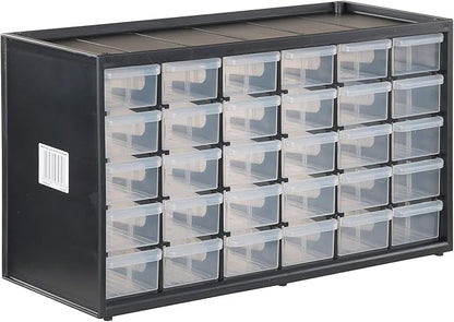 CRAFTSMAN Storage Organizer, 30 Small Drawer Modular Storage System, Easily Stackable, Plastic, Black, White (CMST40730) by CRAFTSMAN