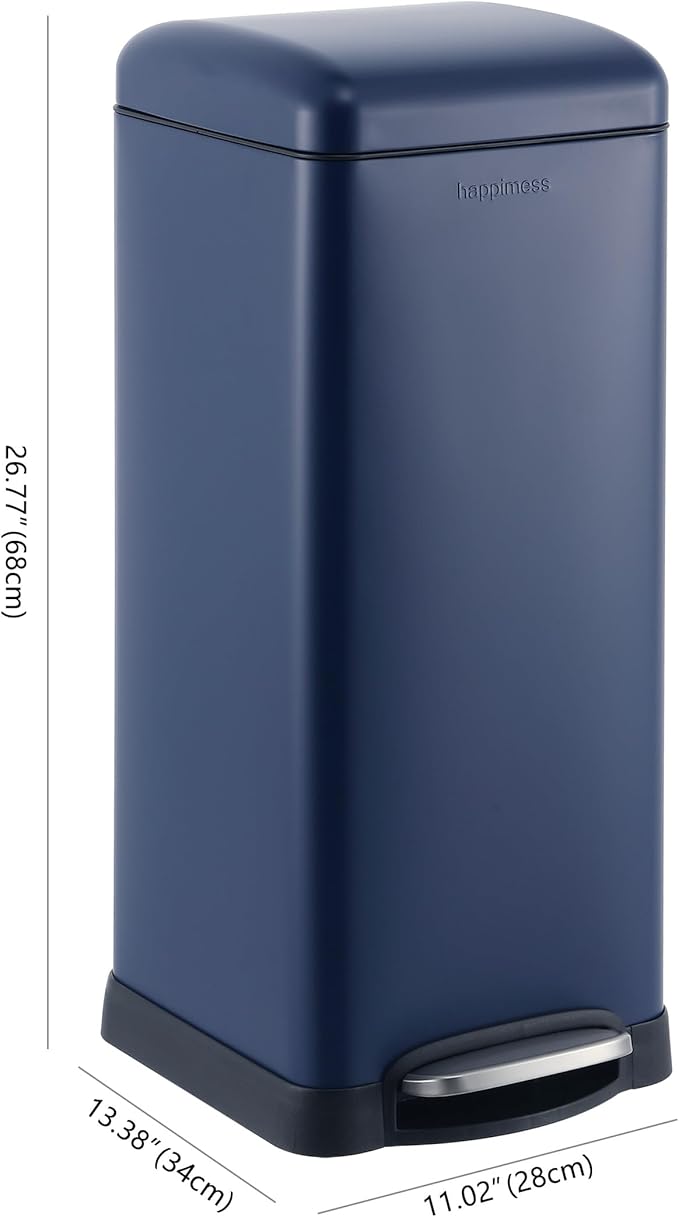 happimess HPM1007H Betty Retro 8-Gallon Step-Open Trash Can, Fingerprint Resistant, Modern, Minimalistic for Home, Kitchen, Laundry Room, Office, Bedroom, Bathroom, Denim Blue - Image 4