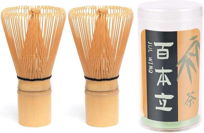 Matcha Whisk - 2-pack Bamboo matcha Whisk set, Handcrafted Traditional Japanese Chasen, 100-Prong Matcha Stirrer Wisk Mixer Brush for Authentic Matcha Tea Preparation by JULWIND