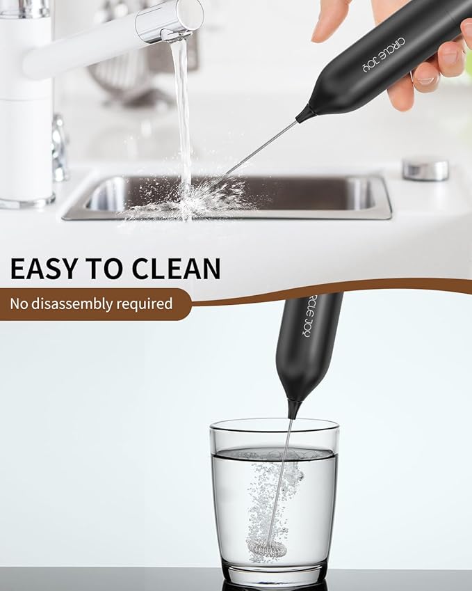 CIRCLE JOY Milk Frother Hanheld with Stand, Electric Coffee Frother, Battery Operated Hand Frother Wand Drink Mixer Mini Foamer for Matcha Lattes Cappuccino, Kitchen Gifts, Black - Image 8