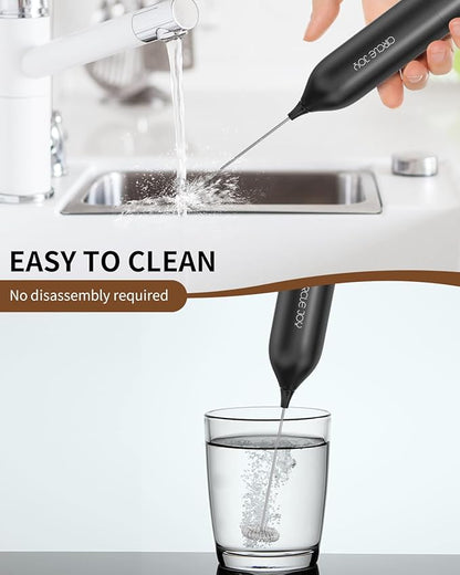 CIRCLE JOY Milk Frother Hanheld with Stand, Electric Coffee Frother, Battery Operated Hand Frother Wand Drink Mixer Mini Foamer for Matcha Lattes Cappuccino, Kitchen Gifts, Black - Image 8
