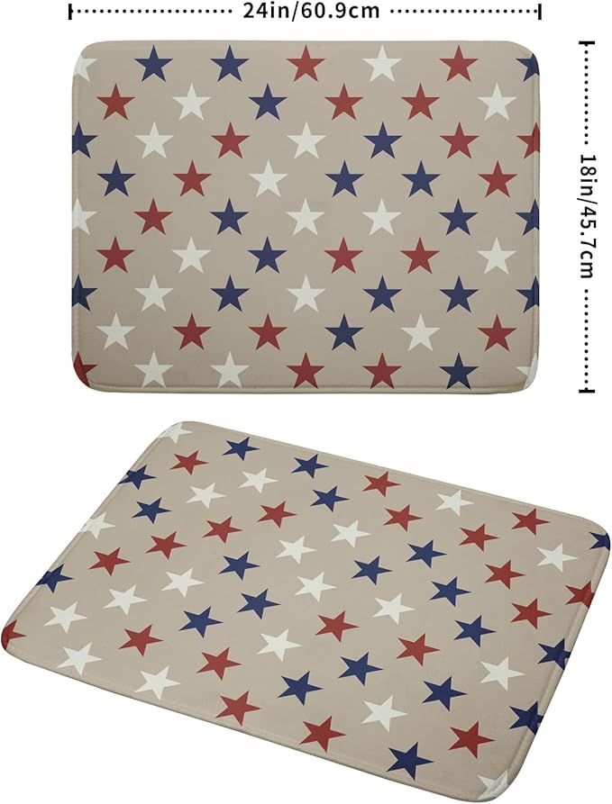 Patriotic July of 4th Blue Red White Star Dish Drying Mat for Kitchen Counter 18x24 Independence Day Absorbent Reversible Microfiber Drying Mats Kitchen Countertop Protector Dishes Drainer Rack Pad - Image 2