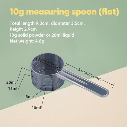 10g/20ml Measuring-Spoons Scoop for Creatine,Powders,Cooking,Recipes,Lab,Food Grade PP Material,BPA-free,Meets FDA Standards，2-Packs(With milliliter scale marking) Transparent
