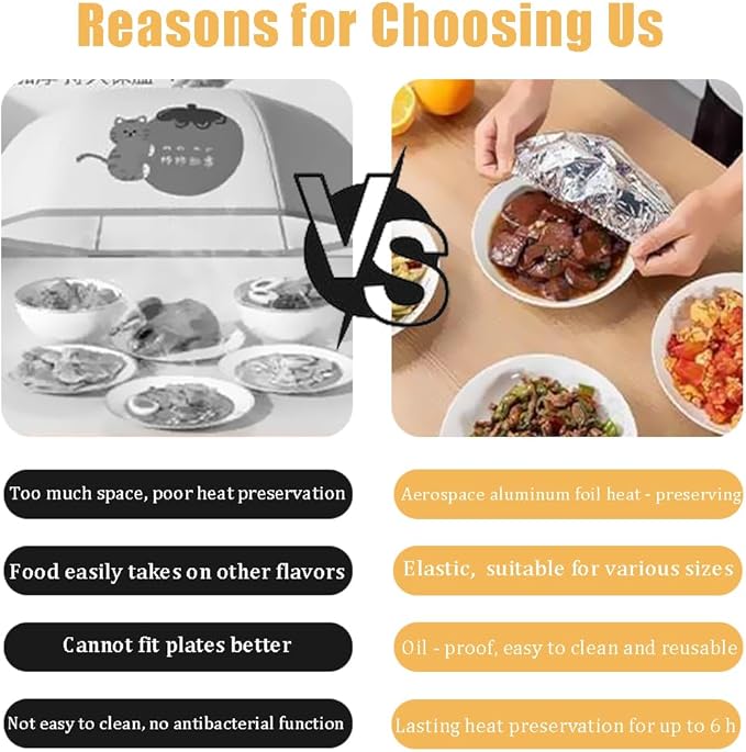Ouliget Repeatable Film Insulation Cover,Aluminium Foil Elastic Food Bowl Storage Covers,Food Fresh Keeping Bags for Sandwich Wraps Burritos BBQ Cooking Storing Food,20 Pieces - Image 3