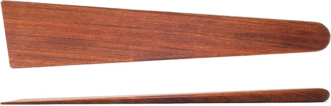 Earlywood 13 inch Handmade Wood Cooking Utensil for Kitchen, Multi-Purpose Scraper and Egg Turner, Cast Iron Scraper and Saute Spatula - Made in USA - Jatoba