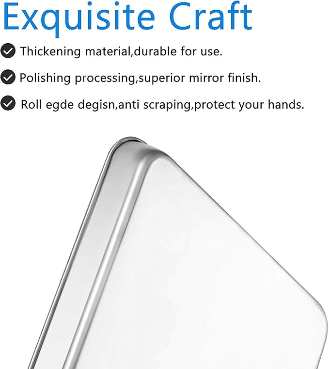 Baking Sheet Set of 2, Bastwe 18 inch Commercial Grade Stainless Steel Baking Pan, Professional Bakeware Oven Tray, Healthy & Non-toxic, Rust Free & Mirror Finish, Easy Clean & Dishwasher Safe - Image 2