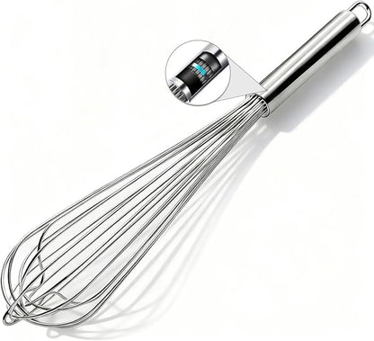 18/10 Stainless Steel Large Whisk, 15.5 inch Heavy Duty Long Whisk Suitable for Deep Pots or Big Bowl, Mixing, Beating, Blending - Image 7