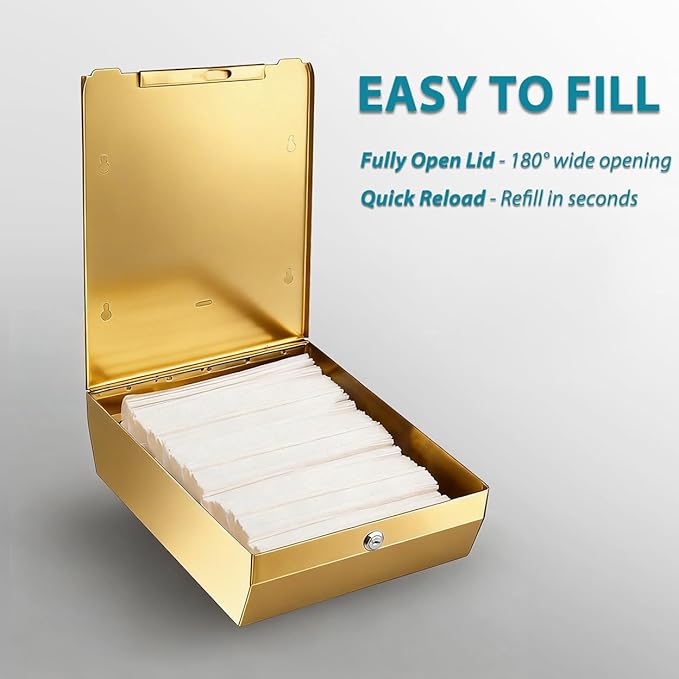Commercial Paper Towel Dispenser Gold - Multifold Paper Towel Dispenser Wall Mount, High Capacity Stainless Steel Tissue Holder, Suitable for Bathrooms and Public Places - Image 7