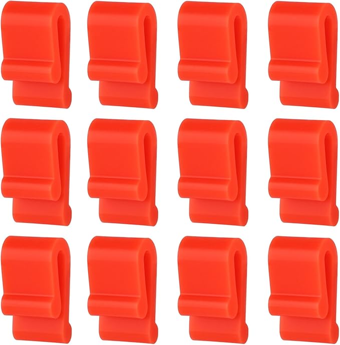 12pcs Dutch Oven Lid Protector Clips, Silicone Cookware Pan Protector Clips Pot Bumpers Lifter Accessories for Stacking Storage (Red)
