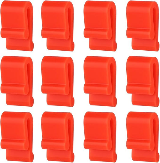 12pcs Dutch Oven Lid Protector Clips, Silicone Cookware Pan Protector Clips Pot Bumpers Lifter Accessories for Stacking Storage (Red)