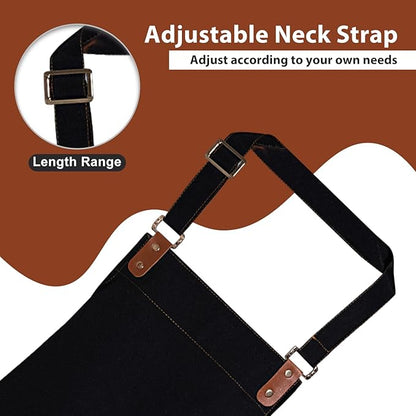 Apron for Men Women, Chef Apron with Adjustable Neck Strap, Heavy Duty Apron with Pockets, for Cooking, Gardening - Image 6