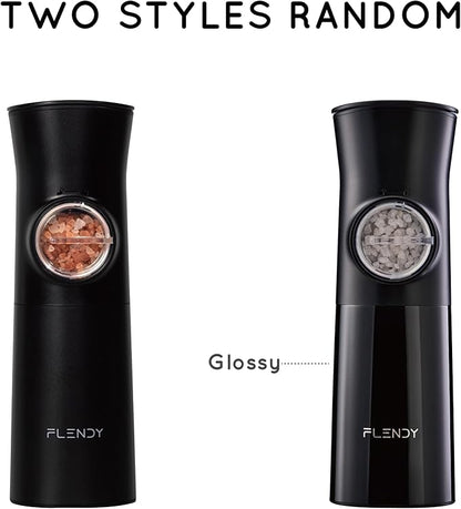 Flendy Gravity Electric Salt and Pepper Grinder Set Rechargeable, Automatic Salt and Pepper Grinder Set with USB C Charging Base, Gravity Salt and Pepper Shakers Set Electric
