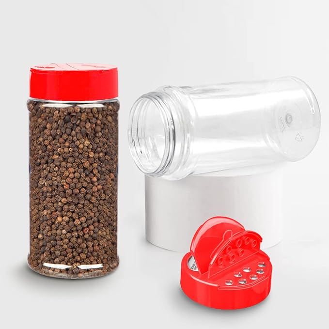 RoyalHouse 6 Pack 16 Oz Plastic Spice Jars with Red Cap, Clear and Safe Plastic Bottle Containers with Shaker Lids for Storing Spice, Herbs and Seasoning Powders, BPA Free, Made in USA - Image 7