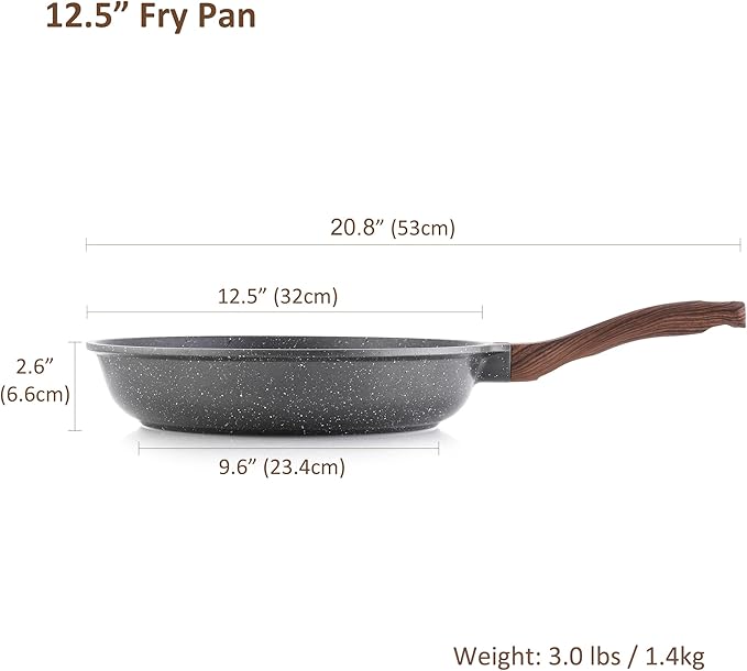SENSARTE 12.5 Inch Nonstick Frying Pan Skillet, Swiss Granite Coating Omelette Pan, Healthy Stone Cookware, PFOA Free - Image 8