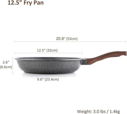 SENSARTE 12.5 Inch Nonstick Frying Pan Skillet, Swiss Granite Coating Omelette Pan, Healthy Stone Cookware, PFOA Free - Image 8