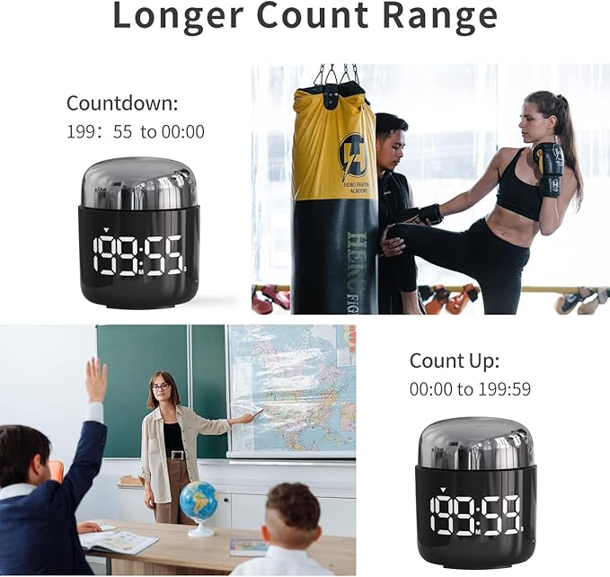 Digital Kitchen Timer,Countdown Countup Timer with Large LED Display Volume Adjustment,Timer for Cooking, Classroom Time for Kids and Teachers. (Silver) - Image 4