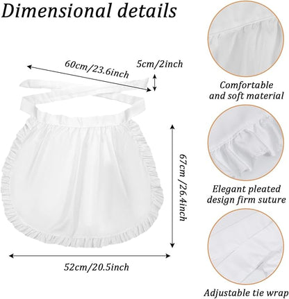 Tucnoeu 2pcs White Mob Cap Half Apron Halloween Colonial Costume Set Women Pilgrim Costume Accessories for Maid Girl Cosplay