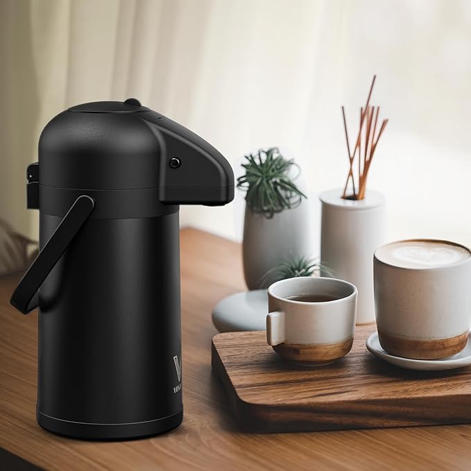 Airpot Coffee Carafe for Keeping Hot - 64 OZ/ 2.0L Coffee Dispenser with Pump - Insulated Stainless Steel thermal carafe for Hot Drinks Water Tea Chocolate - Hot Beverage Dispenser for Parties - Image 6