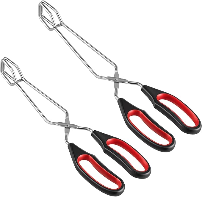 2-Pcs Stainless Steel Scissor Tongs, 9.25-Inch and 11-Inch set Kitchen cooking grilling tongs by WHTCHSU