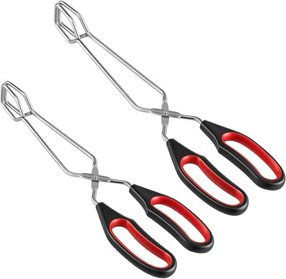 2-Pcs Stainless Steel Scissor Tongs, 9.25-Inch and 11-Inch set Kitchen cooking grilling tongs by WHTCHSU