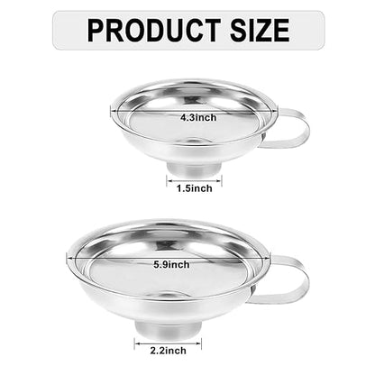 Stainless Steel Food Canning Funnels for Kitchen Use,2pcs Wide Mouth Funnel for Regular Mason Jar,Large Canning Supplies Kit for Filling Bottle