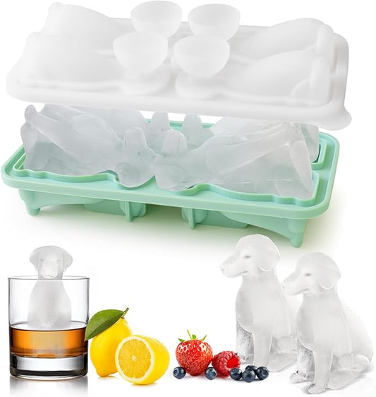 3D Labrador Ice Cube Tray Silicone Large Ice Cube Molds Fun Shapes Dog Ice Cube Trays for Freezer, Ice Mold for Whiskey, Cocktails, Iced Coffee, Cute Dog Gifts for Women Men