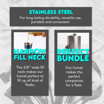 SE Stainless Steel Funnel for Flasks Bottles and Mini Bottles, Small Steel Drink Funnel for Filling Drinking Liquor Flask, Transferring Oil, Juice, Milk -HQ93 - Image 7