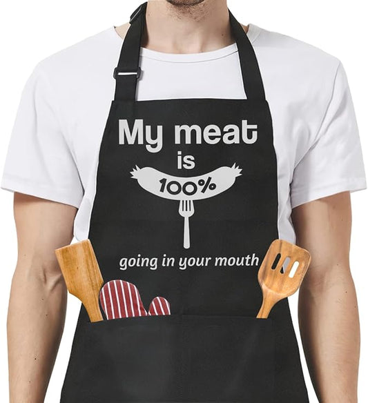 SANDJEST Funny Mens Aprons with Pockets for BBQ Grilling Cooking Grandpa Husband Apron for Birthday Christmas Father's Day