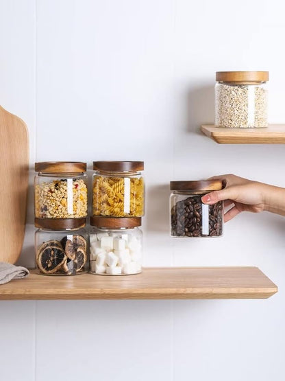 Kanwone Glass Storage Jars Set of 6, 17 Ounce Airtight Food Storage Containers with Bamboo lids, Clear Glass Canisters for Pantry, kitchen, Flour, Sugar, Tea, Coffee, Snack, Spice and Herbs - Image 4