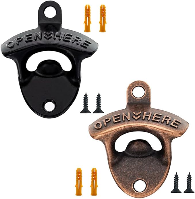 Beer bottle openers Cast Iron wall mounted bottle opener(Set of 2With screws) by LIFULANDIAN
