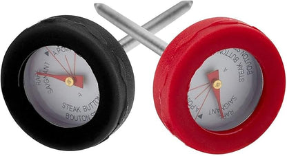 GrillPro 11381 4-Piece Min Meat Thermometers with Bezel , Black