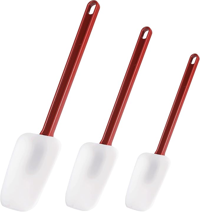 Silicone Rubber Spoonulas Pack of 3 (9.5/14/16-Inch), Commercial Silicone Spoonulas, Commercial Rubber Spatulas, Commerical Spatulas for Baking, Resistant to 500℉, Dishwasher Safe & BPA-Free by Heffiso+Silicone+Utensils