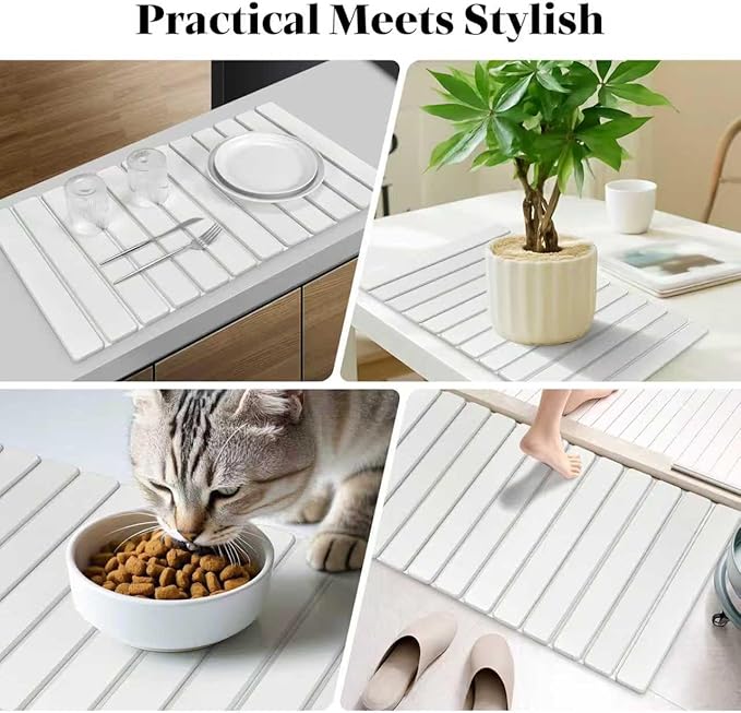 Extral Large Stone Dish Drying Mats for Kitchen Counter, 28"(L)×16"(W) Quick Dry Dish Drying Mat, Collapsible Eco-Friendly Absorbent Diatomaceous Earth Mat for Dishes Cups, Match Any Countertop - Image 7
