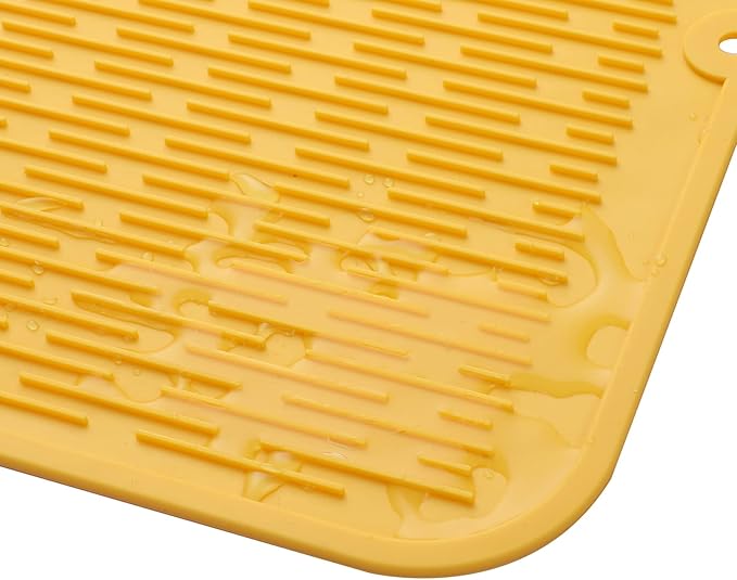 MicoYang Silicone Dish Drying Mat for Multiple Usage,Easy clean,Eco-friendly,Heat-resistant Silicone Mat for Kitchen Counter or Sink,Refrigerator or Drawer Liner Yellow 2XL 24 inches x 18 inches - Image 9