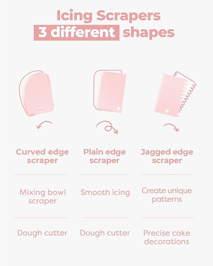 Kootek 71PCs Cake Decorating Kit, Baking Supplies Tools - Includes Cake Stand Turntable, 12 Icing Piping Tips Set, 2 Frosting Spatulas, 3 Scrapers, 50+2 Piping Bags, Coupler, Video Tutorial, Booklet - Image 6