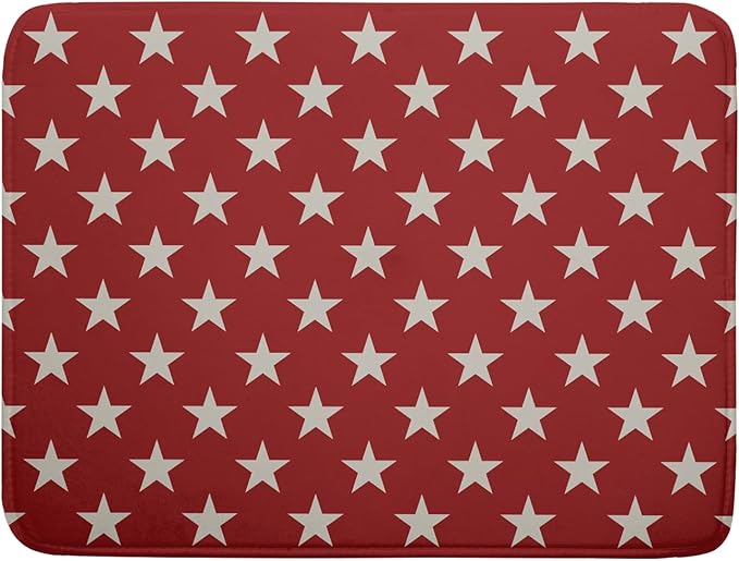 Patriotic July of 4th Red Star Dish Drying Mat for Kitchen Counter 18x24 Memorial Independence Day Absorbent Reversible Microfiber Drying Mats Kitchen Countertop Protector Dishes Drainer Rack Pad by Aytipun