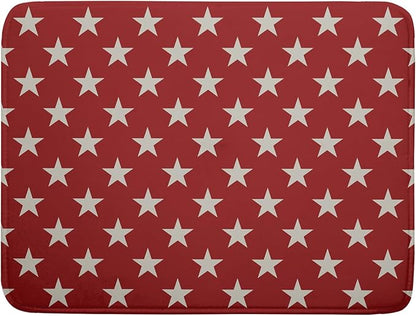 Patriotic July of 4th Red Star Dish Drying Mat for Kitchen Counter 18x24 Memorial Independence Day Absorbent Reversible Microfiber Drying Mats Kitchen Countertop Protector Dishes Drainer Rack Pad by Aytipun