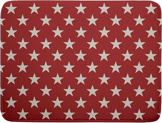 Patriotic July of 4th Red Star Dish Drying Mat for Kitchen Counter 18x24 Memorial Independence Day Absorbent Reversible Microfiber Drying Mats Kitchen Countertop Protector Dishes Drainer Rack Pad by Aytipun