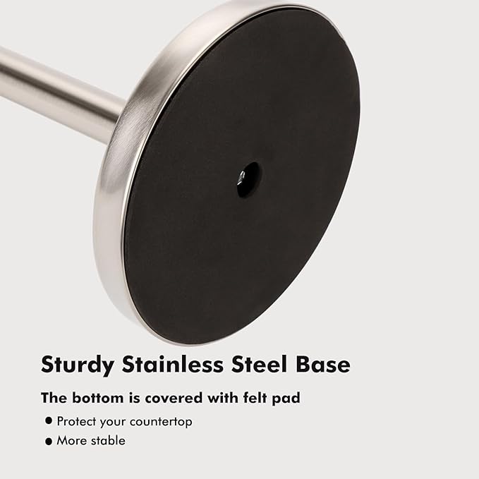 Paper Towel Holder Stand with Sturdy Base Fits Standard and Jumbo Sized Paper Towel, Paper Towel Holder Countertop (Brushed Nickel)