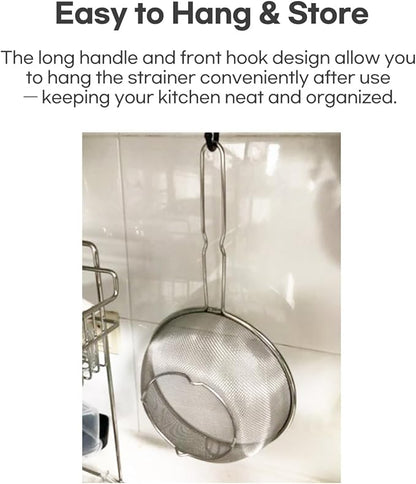 8″ Stainless Steel Fine Mesh Strainer with Feet – Standing Colander with Handle for Strain, Sift, Drain & Rinse Vegetables, Fruits & Pasta - Image 4